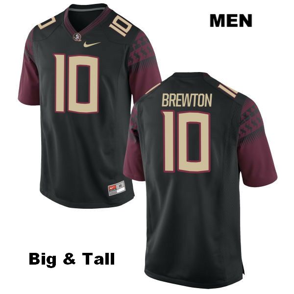 Men's NCAA Nike Florida State Seminoles #10 Calvin Brewton College Big & Tall Black Stitched Authentic Football Jersey CYL5069BW
